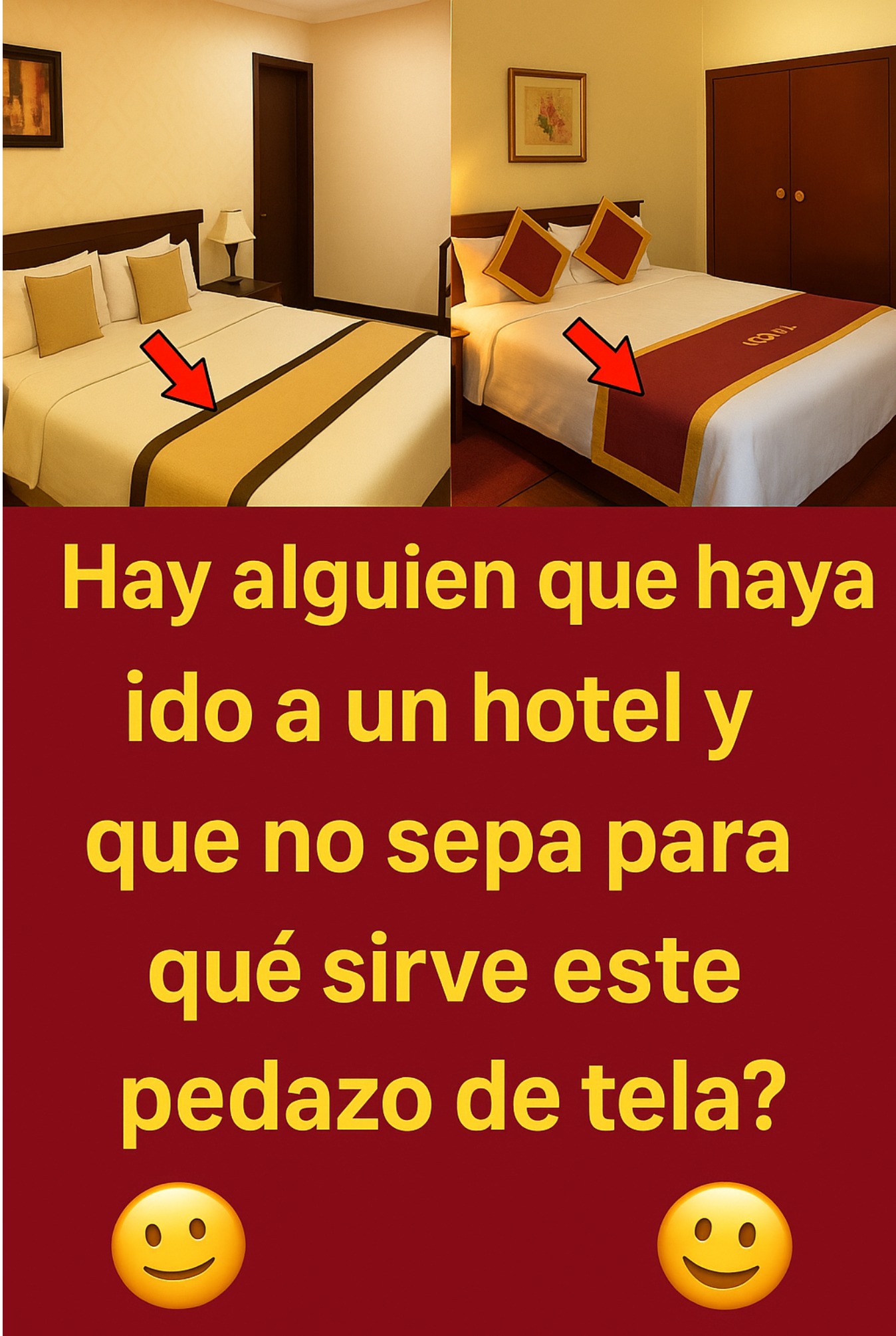 El Misterioso Pedazo de Tela en la Cama del Hotel: ¿Sabes Para Qué Sirve?6️⃣ Ayuda a disimular desgaste y extender la vida útil del colchón El extremo inferior de la cama es una zona de alto contacto: los pies, las maletas, incluso personas que se sientan en la orilla. Con el tiempo, esto produce manchas, roces y desgaste. El camino de cama actúa como una capa protectora, disimulando el uso intensivo y permitiendo que el colchón y las mantas principales duren más tiempo sin necesitar reemplazo.  Para los hoteles, esto significa un ahorro significativo en costos de mantenimiento y reposición de mobiliario. Y para los huéspedes, significa una cama que se ve siempre impecable.  7️⃣ Impacta en las reseñas y la calificación del hotel Aunque parezca increíble, pequeños detalles como este influyen en la evaluación que hacen los huéspedes. Un camino de cama bien colocado transmite cuidado, atención al detalle y profesionalismo.  En el mundo digital, donde las opiniones en Google, TripAdvisor o Booking.com tienen un impacto directo en la tasa de ocupación y en los ingresos del hotel, este tipo de elementos marcan la diferencia entre una reseña de 4 y una de 5 estrellas.  8️⃣ Su eliminación puede percibirse como reducción de calidad Algunos hoteles intentaron prescindir del camino de cama durante la pandemia para reducir superficies de contacto. Sin embargo, muchos huéspedes lo notaron y lo interpretaron como un recorte de costos o una “pérdida de nivel”.  Por eso, hoy ha vuelto con más fuerza, en versiones más higiénicas, de fácil lavado y con materiales antibacteriales. Incluso hay modelos ecológicos, alineados con la tendencia de la sustentabilidad en la industria hotelera.  9️⃣ Un recurso fotogénico que mejora el contenido en redes Influencers, bloggers y viajeros frecuentes suelen tomar fotos del hotel en el que se hospedan. Una cama bien hecha con un camino de cama contrastante hace que las fotos luzcan más atractivas.  Este recurso es clave para los hoteles que buscan aparecer en redes sociales sin tener que invertir en publicidad directa. Cuanto más “instagrameable” sea la habitación, más marketing gratuito reciben.  1️⃣0️⃣ Y por si fuera poco… ¡también lo puedes usar en casa! Este detalle decorativo no es exclusivo de los hoteles. Puedes implementarlo en tu propia habitación para darle un toque elegante, moderno y acogedor a tu cama. Además, puede ayudarte a proteger las sábanas, organizar mejor tus cobijas o simplemente decorar con estilo.  No necesitas gastar mucho: hoy existen versiones económicas en tiendas online que imitan los estilos de los hoteles boutique, lo que lo convierte en una opción accesible con alto impacto visual.  ✨ Conclusión: no subestimes ese pedacito de tela Ahora ya lo sabes: ese “pedacito de tela” al pie de la cama no está ahí por casualidad. Cumple funciones estéticas, higiénicas, operativas y hasta publicitarias.  La próxima vez que llegues a un hotel y lo veas, podrás valorarlo por lo que realmente es: un recurso versátil, estratégico y bien pensado que forma parte de una experiencia de hospedaje superior.  Y si decides usar uno en casa, no solo estarás decorando con elegancia, sino que también estarás incorporando una práctica que mejora el orden, la limpieza y el confort en tu propio espacio.  Next »