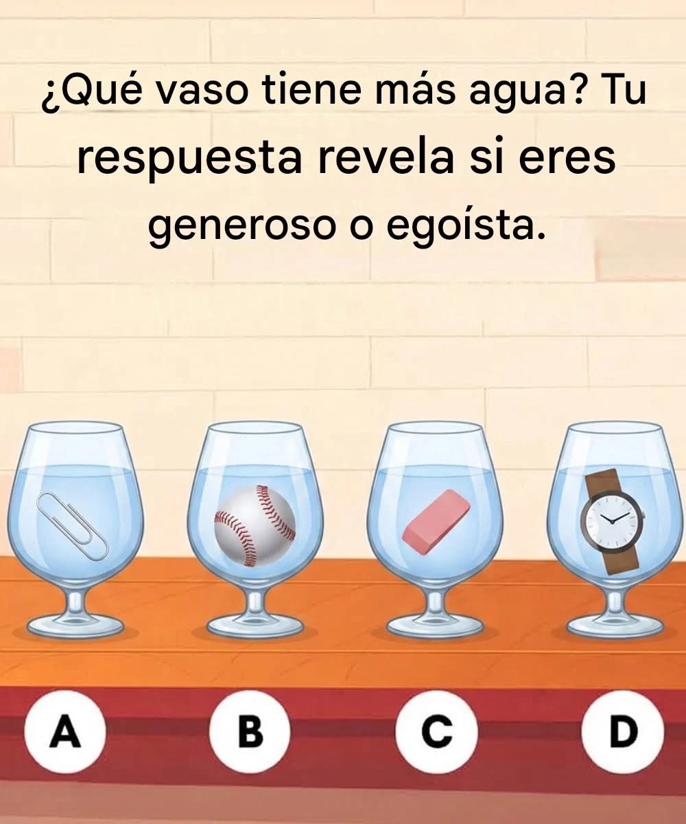 ¿Qué vaso tiene más agua? Tu respuesta revela si eres generoso o egoísta.