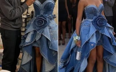 Mi madrastra se burló del vestido de graduación que mi hermano menor me cosió con los vaqueros de nuestra difunta madre, pero el karma tenía