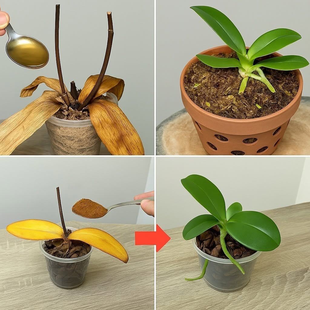 ¡Espolvorea 1 cucharada sobre las raíces muertas de la orquídea! Despertado de repente, florece durante todo el año.
