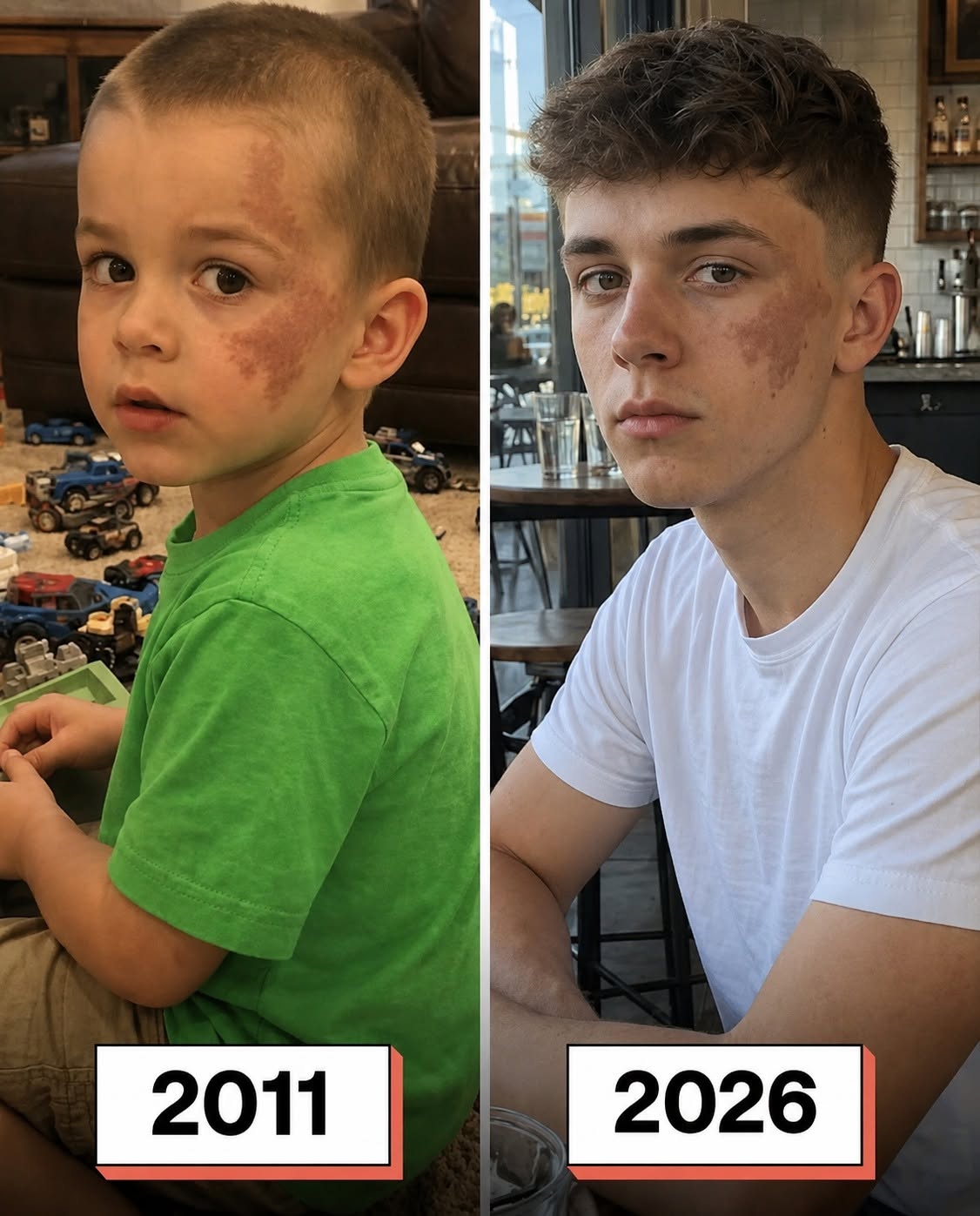 “15 años después de perder a mi hijo, un extraño entró en mi vida… y me reconoció. Hace quince años, enterré a mi hijo de cuatro años, Howard. Era tan pequeño… demasiado pequeño para un ataúd, demasiado joven para una despedida tan definitiva. Me dijeron que había sido algo repentino. Una infección rara. Impredecible. Inevitable. Palabras destinadas a consolar, pero que solo resonaban en el vacío que vino después. Recuerdo haber firmado documentos con la vista borrosa, con las manos temblando. Recuerdo que alguien me aconsejó con suavidad que no lo mirara durante demasiado tiempo. —Aférrese a los recuerdos de él cuando estaba vivo —me dijeron. Y eso intenté. La vida no se detuvo después del funeral. Simplemente… se volvió más tenue. Más silenciosa. Se redujo a algo que apenas reconocía. Años después, me mudé a otra ciudad. Un nuevo comienzo, lo llamaban. Encontré trabajo en un pequeño café de una calle concurrida, un lugar donde nadie conocía mi pasado, donde podía existir sin preguntas. Con el tiempo, aprendí a funcionar de nuevo. A escuchar risas sin derrumbarme. A respirar a través del silencio. Pero algunos recuerdos nunca desaparecen. Como la marca de nacimiento. Pequeña. Ligeramente irregular. Justo debajo de su oreja izquierda. Solía besarla todas las noches antes de que se durmiera. No había pensado en ella durante años. Hasta ayer. Era una tarde cualquiera: pedidos acumulándose, voces mezclándose en el ruido. Entonces entró un joven. Diecinueve años, quizá veinte. Alto. Nada fuera de lo común a primera vista. Se acercó al mostrador. —Un café negro —dijo simplemente. Asentí y me giré hacia la máquina. Y fue entonces cuando la vi. Cuando inclinó la cabeza… Allí estaba. La misma marca. La misma forma. El mismo lugar. Todo dentro de mí se paralizó. No… tenía que ser una coincidencia. Las marcas de nacimiento no son algo raro. Mucha gente las tiene. Eso fue lo que me repetí mientras apretaba la taza de café más de lo necesario, intentando controlar el temblor de mis manos. Pero no podía dejar de mirarlo. Cuando le entregué la taza, nuestros dedos se rozaron. Él levantó la vista. Me miró de verdad. Y algo cambió en su expresión. Confusión. Luego algo más profundo… como reconocimiento. Frunció ligeramente el ceño. —Espera… —dijo lentamente—. Yo la conozco. Y así, en un instante, todo lo que había enterrado quince años atrás volvió a salir a la superficie. …Continuará en los comentarios.