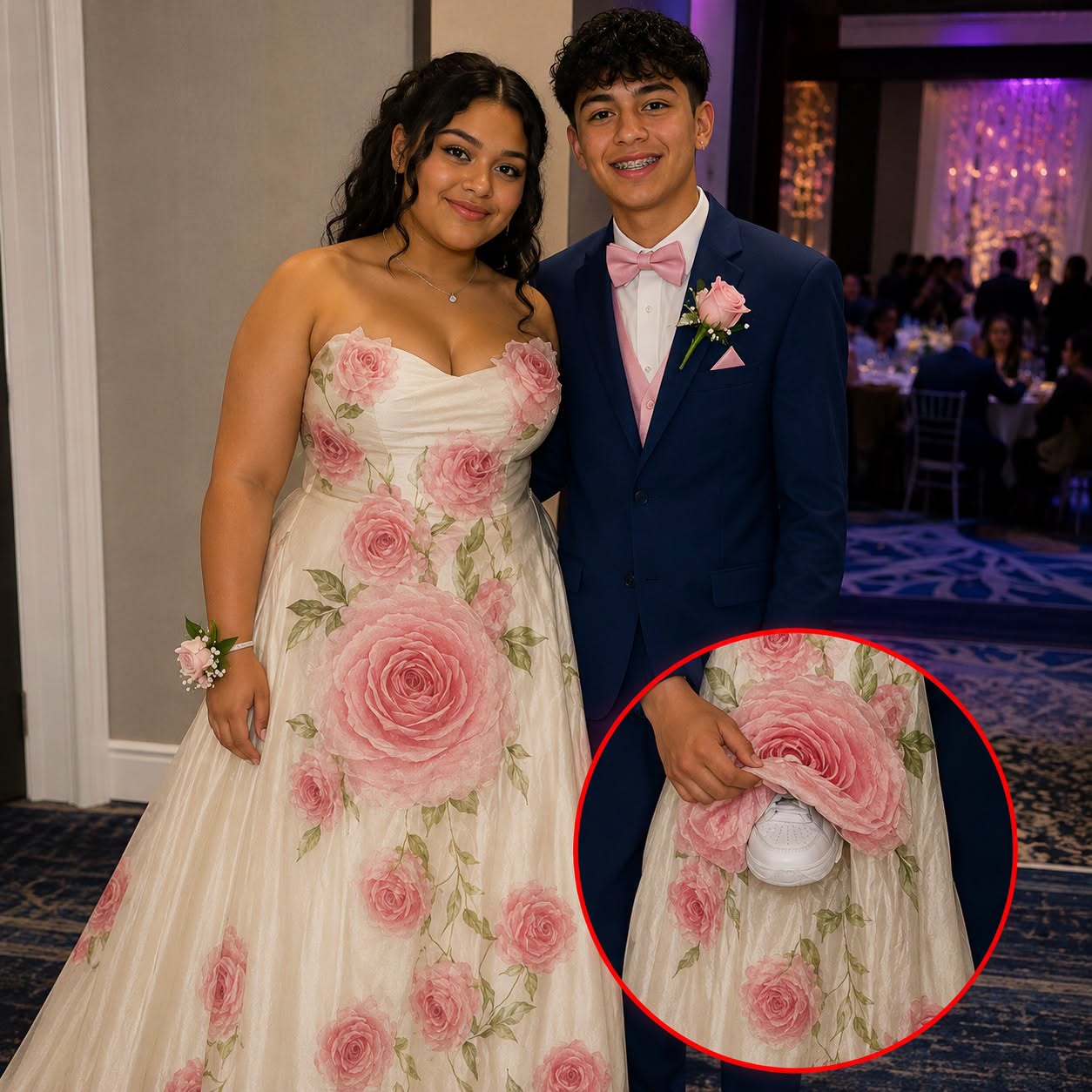El mejor amigo de mi hija le confeccionó el vestido para el baile de graduación después de que todas las tiendas le dijeran que no había nada bonito para alguien como ella. Pero lo que escondió dentro del vestido dejó a todos sin palabras. Todas las boutiques de nuestra ciudad rechazaron a mi hija de 17 años. Incluso una empleada sonrió con desprecio cuando Hazel preguntó si podía probarse el vestido que estaba en la vidriera. Lo que nadie podía ver era todo lo que el último año le había hecho. Su hermano mayor, Mason, murió en un accidente de automóvil la primavera pasada. Él era quien calmaba su ansiedad, quien la llamaba “Avellanita” y le prometía que, si nadie más la invitaba al baile, él mismo la acompañaría. Después de perderlo, Hazel casi dejó de salir de casa. Su relación con la comida se volvió impredecible. Algunos días no probaba bocado. Otros comía solo para intentar llenar el silencio que su hermano había dejado. El dolor la cambió de una forma que yo no podía aliviar. Aquella noche volvió a casa, se encerró en su habitación y dijo a través de la puerta: —Mamá, no voy a ir. Por favor, deja de insistir. Me senté en el suelo, del otro lado de la puerta, y lloré. A la mañana siguiente llamaron a casa. Era Eli, el chico tranquilo que vivía dos casas más abajo. Había sido el mejor amigo de Hazel desde la secundaria. —Señora Carter, necesito las medidas de Hazel. Faltan once días para el baile. Yo puedo hacer el vestido. Pero tiene que confiar en mí… y no decirle absolutamente nada. Estuve a punto de negarme. Tenía diecisiete años. Nunca había confeccionado un vestido. Pero había algo en la forma en que me miró… Así que acepté. Durante once noches seguidas, la luz de su habitación permaneció encendida hasta las tres, e incluso las cuatro de la madrugada. Su madre decía que tenía las manos llenas de heridas por las agujas. Incluso faltó a dos exámenes. No le importó. La noche del baile apareció con un traje de segunda mano y acompañó a mi hija hasta el gimnasio. El vestido era espectacular. Color marfil, con grandes rosas de tela superpuestas, elegante y con una caída que parecía sacada de una revista. Hazel estaba radiante. Por primera vez en un año, se miró al espejo sin apartar la vista de sí misma. Entonces Eli caminó hasta la cabina del DJ y tomó el micrófono. —Necesito decir algo. Hazel… revisa debajo de la rosa más grande. Las manos de Hazel comenzaron a temblar. Metió la mano entre la tela, encontró algo escondido… y soltó un grito. Cuando lo levantó y todos vieron de qué se trataba… Todo el salón quedó en absoluto silencio. ⬇️ La historia continúa en el primer comentario.