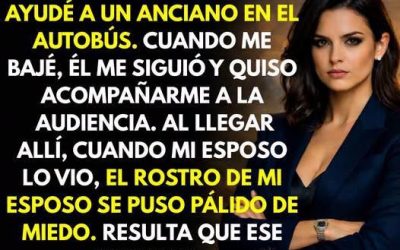 Ayudé a un anciano en el bus; era profesor de Derecho. Mi esposo, soberbio, se arrodilló al verlo!!! 🤔😱…
