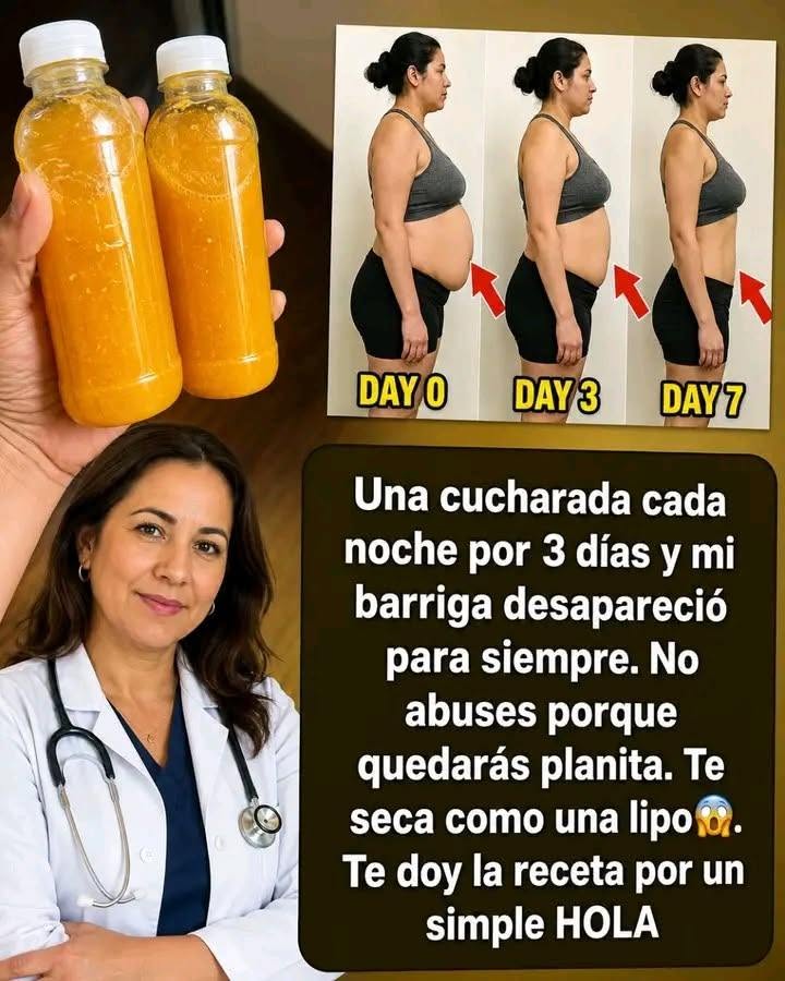 Una cucharada cada noche por 3 días y mi barriga se notó más plana. Te doy la receta a cambio de un simple “HOLA”. Preparación en el primer comentario.