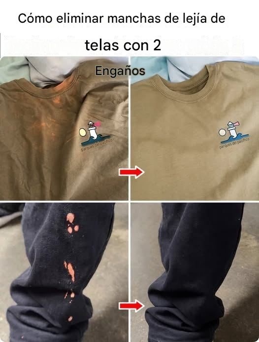 Cómo eliminar manchas de lejía de las telas con 2 trucos